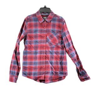 Bass Outdoor Expedition Burgundy & Blue Flannel Shirt Women's Oxblood Plaid XS